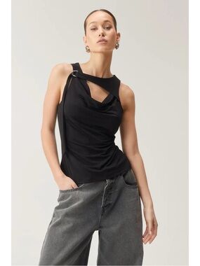 NWT Nasty Gal Premium Slinky Ring Detail Cowl Tank